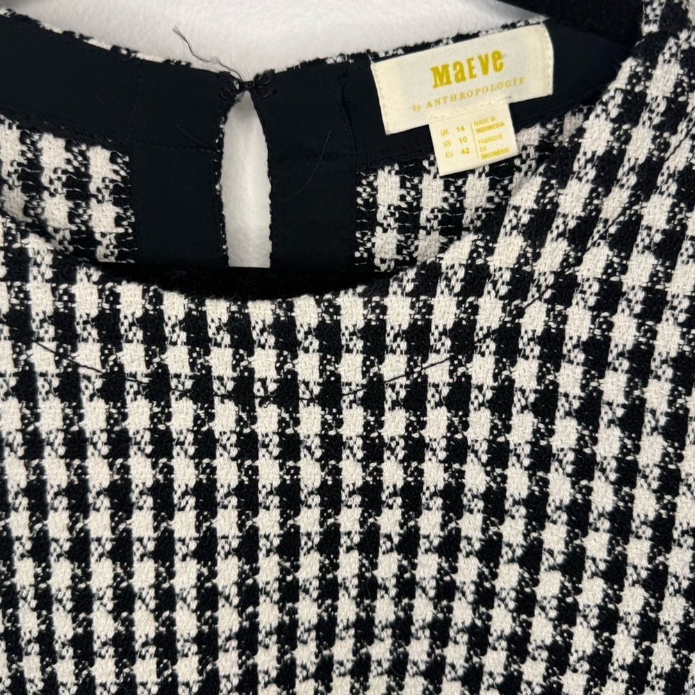 Maeve by Anthropologie Black & White Gingham Textured Top Size US 10 - Picture 2 of 6